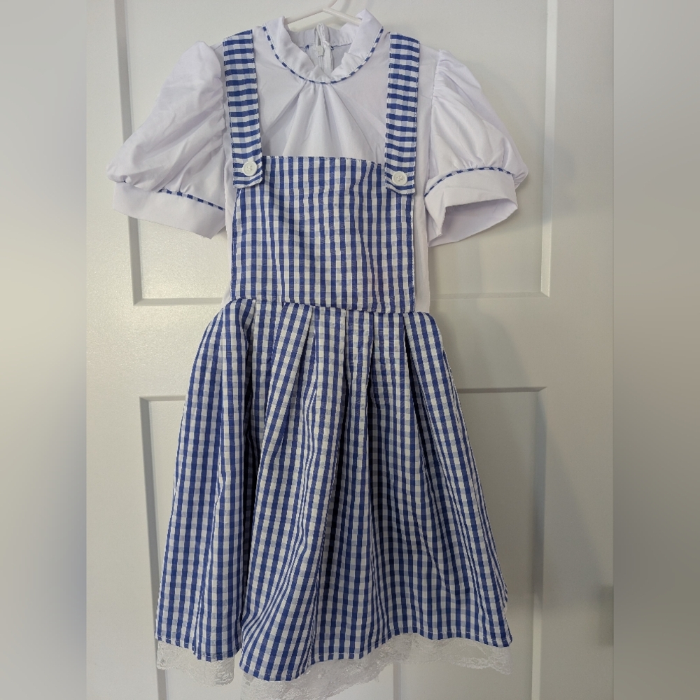 Blue and White Gingham Pinafore Dress